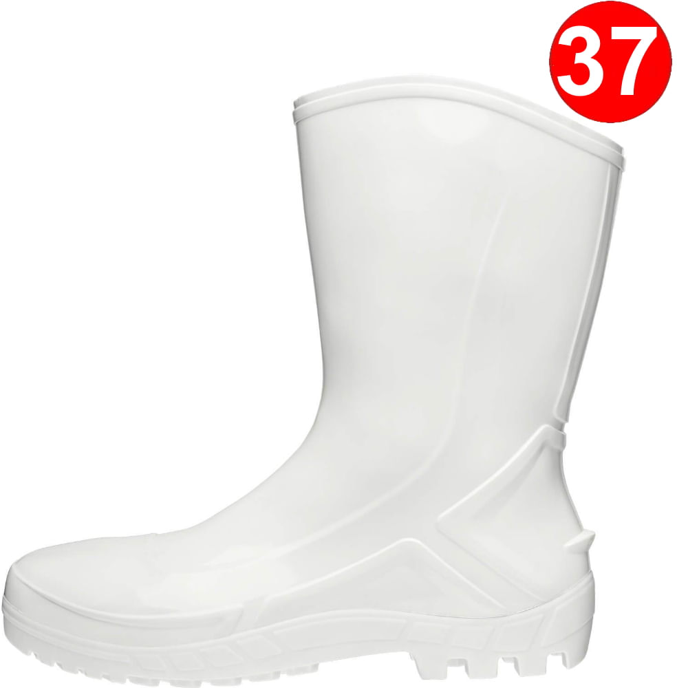Bota PVC Vulcaflex Branca Cano Médio Sem Forro 110VFLEX-BR CA 42291 Nr. 37